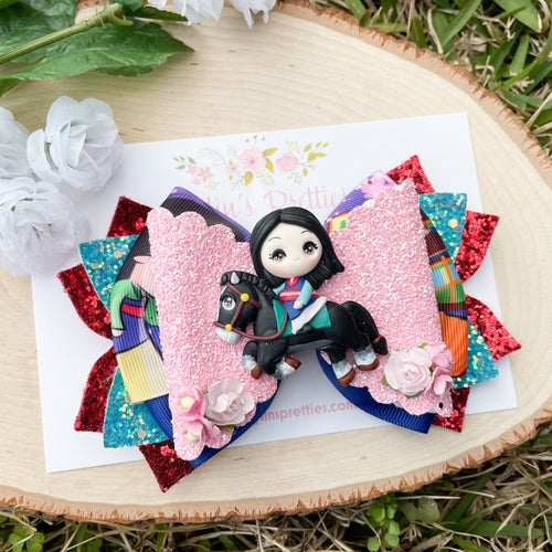 Warrior Princess on Horse Ribbon Bow