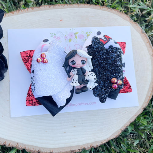 Dalmatian Evil Queen Ribbon Bow