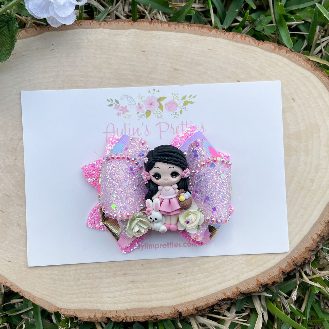 Black Hair Girl Ribbon Bow