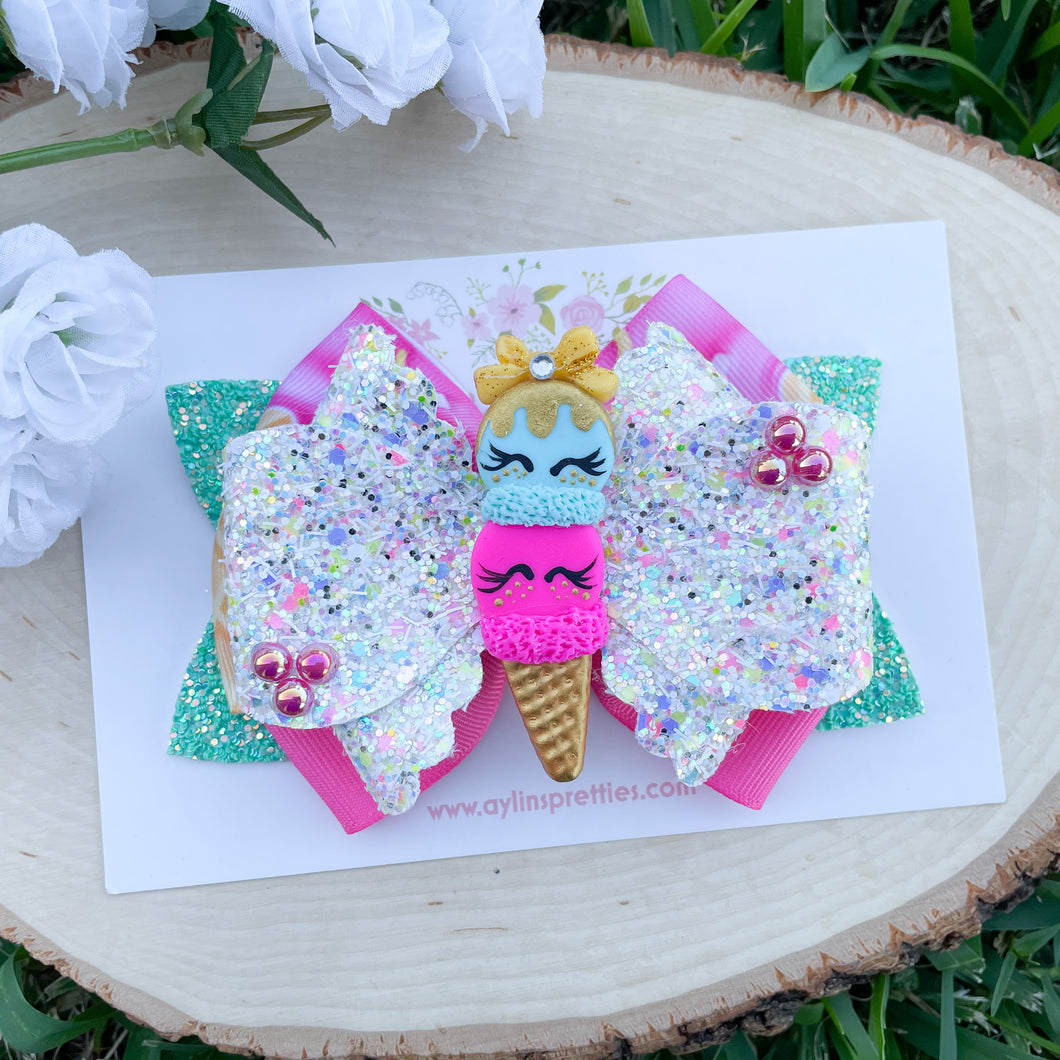 Ice Cream Girl Ribbon Bow