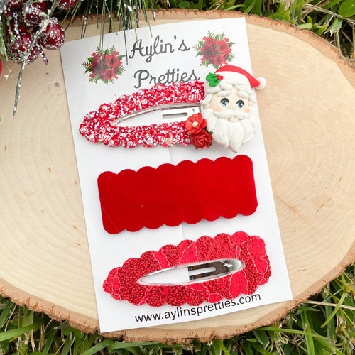 Red Santa Clip Set