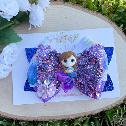 Brown Hair Ice Princess Ribbon Bow