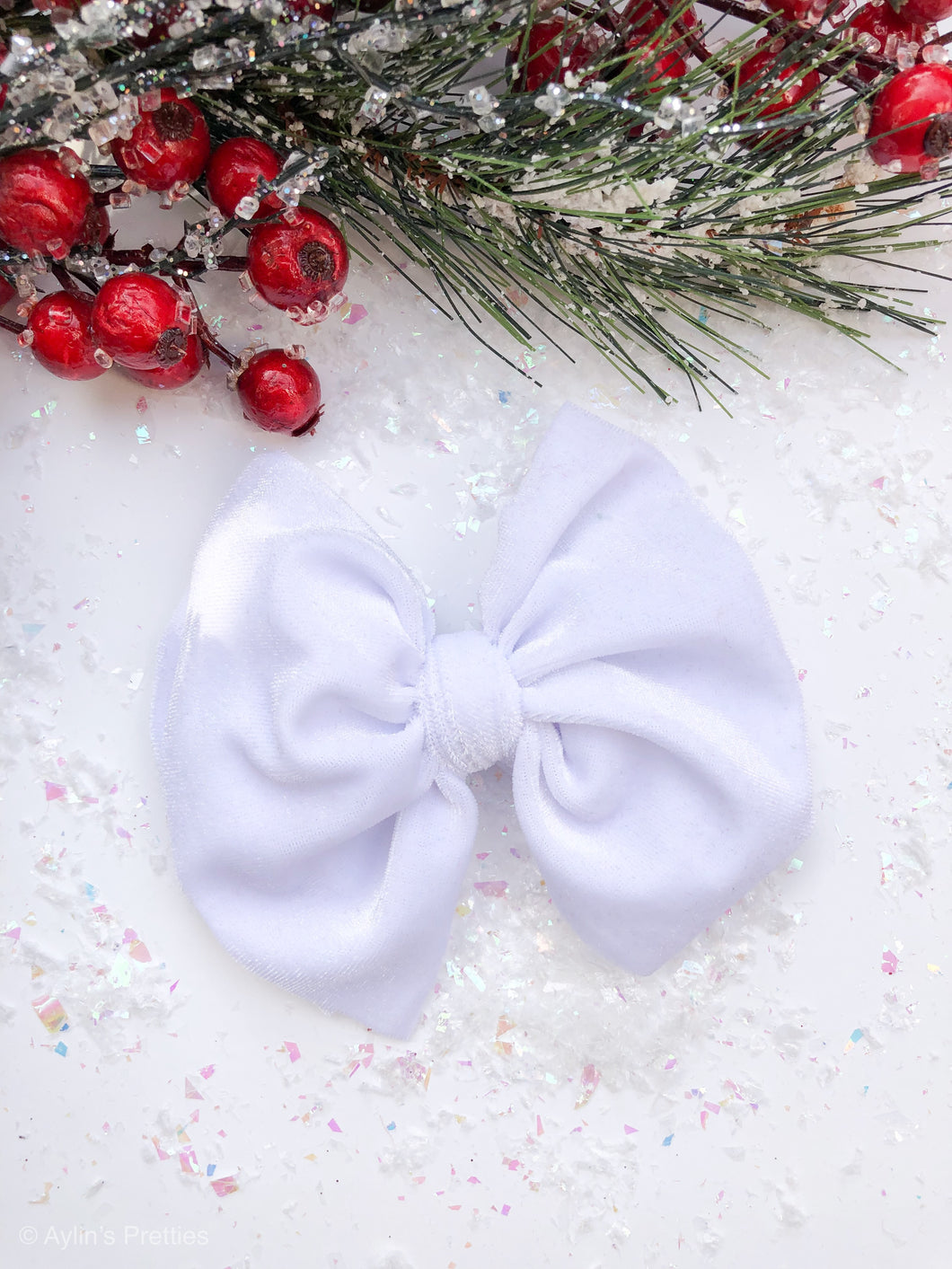 White Velvet Big Bow
