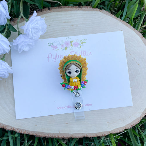 Gold Virgencita Badge Reel