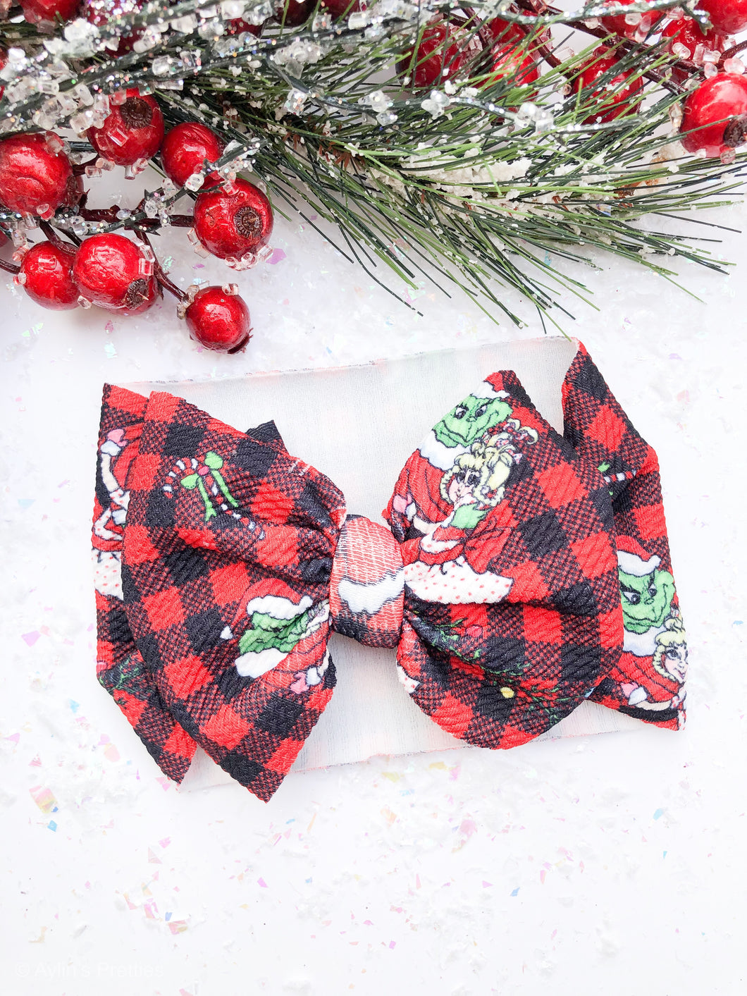 Mean One and Girl Plaid Headwrap