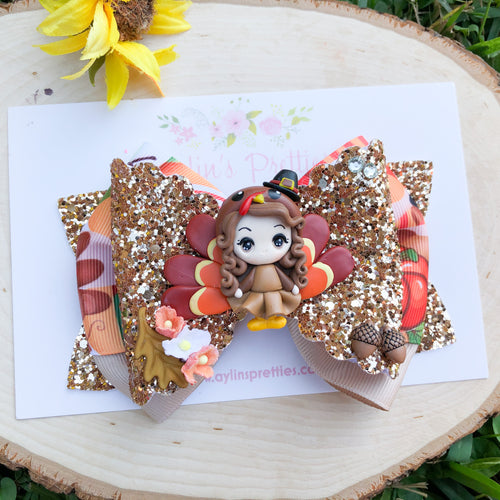 Turkey Girl Ribbon Bow