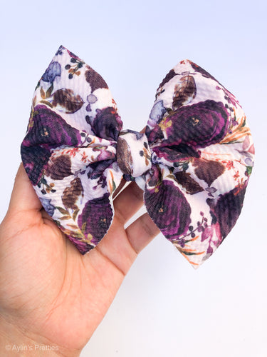 Plum Floral Big Bow