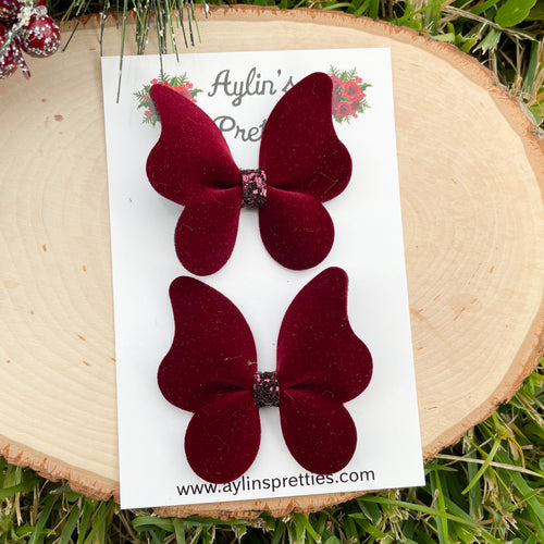 Burgundy Velvet Butterfly Piggies