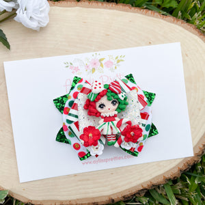 Candy Cane Girl Ribbon Bow