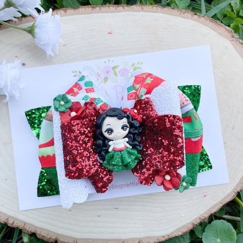 Green Dress Traditional Girl Ribbon Bow