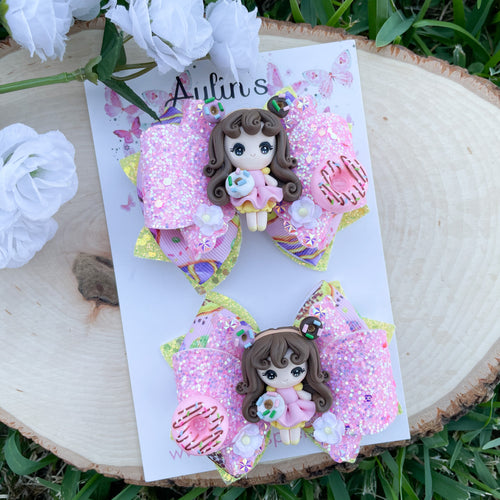 Donut Girl Ribbon Piggies