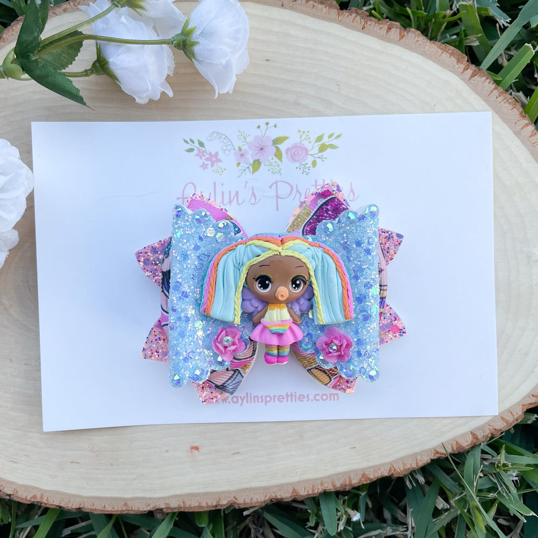 Rainbow Pigtail Ribbon Bow