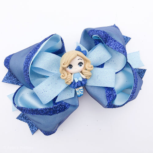Blue Ballerina Ribbon Bow