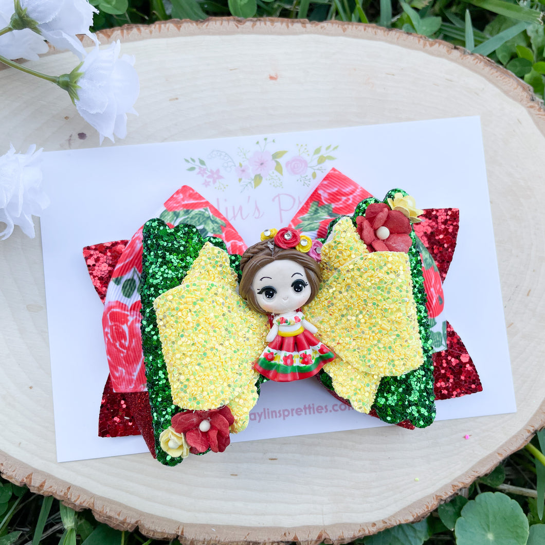 Colorful Dress Traditional Girl Ribbon Bow