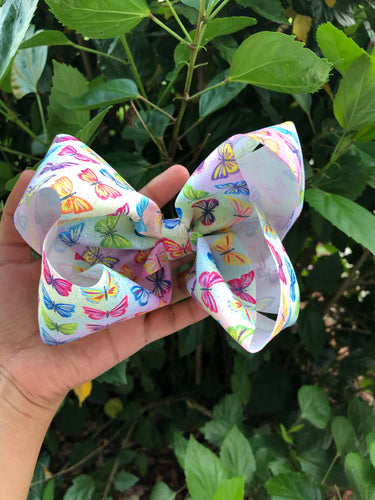 Rainbow Butterflies Ribbon Bow