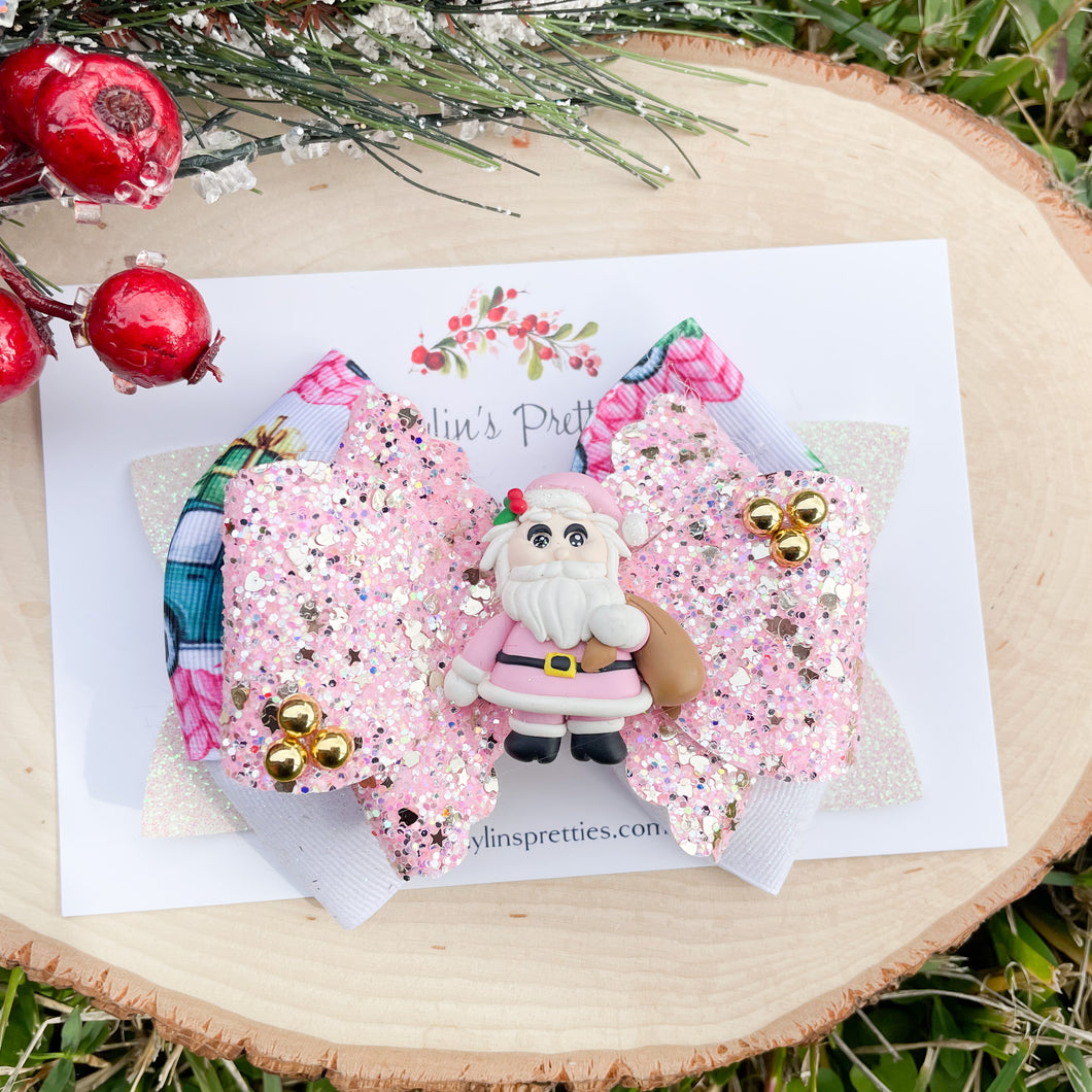 Pink Santa Ribbon Bow