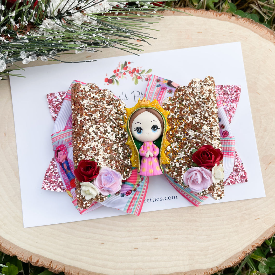 Pink Virgencita Ribbon Bow