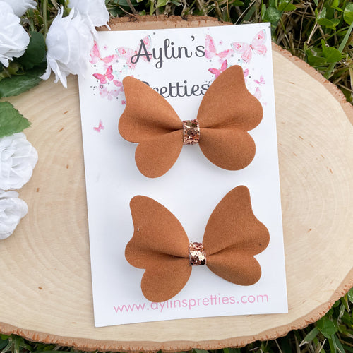 Tan Velvet Butterfly Piggies