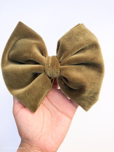 Olive Velvet Big Bow