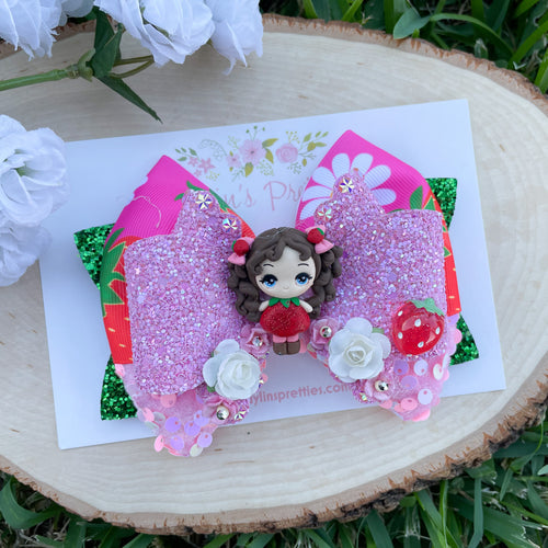 Red Strawberry Girl Ribbon Bow