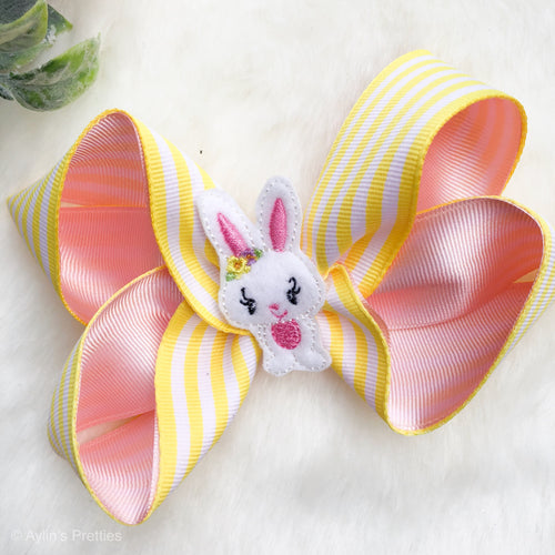 Yellow Feltie Bunny Ribbon Bow