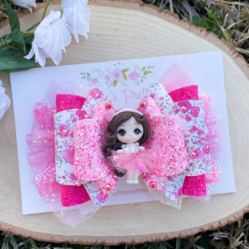 Brown Hair Heart Tulle Girl