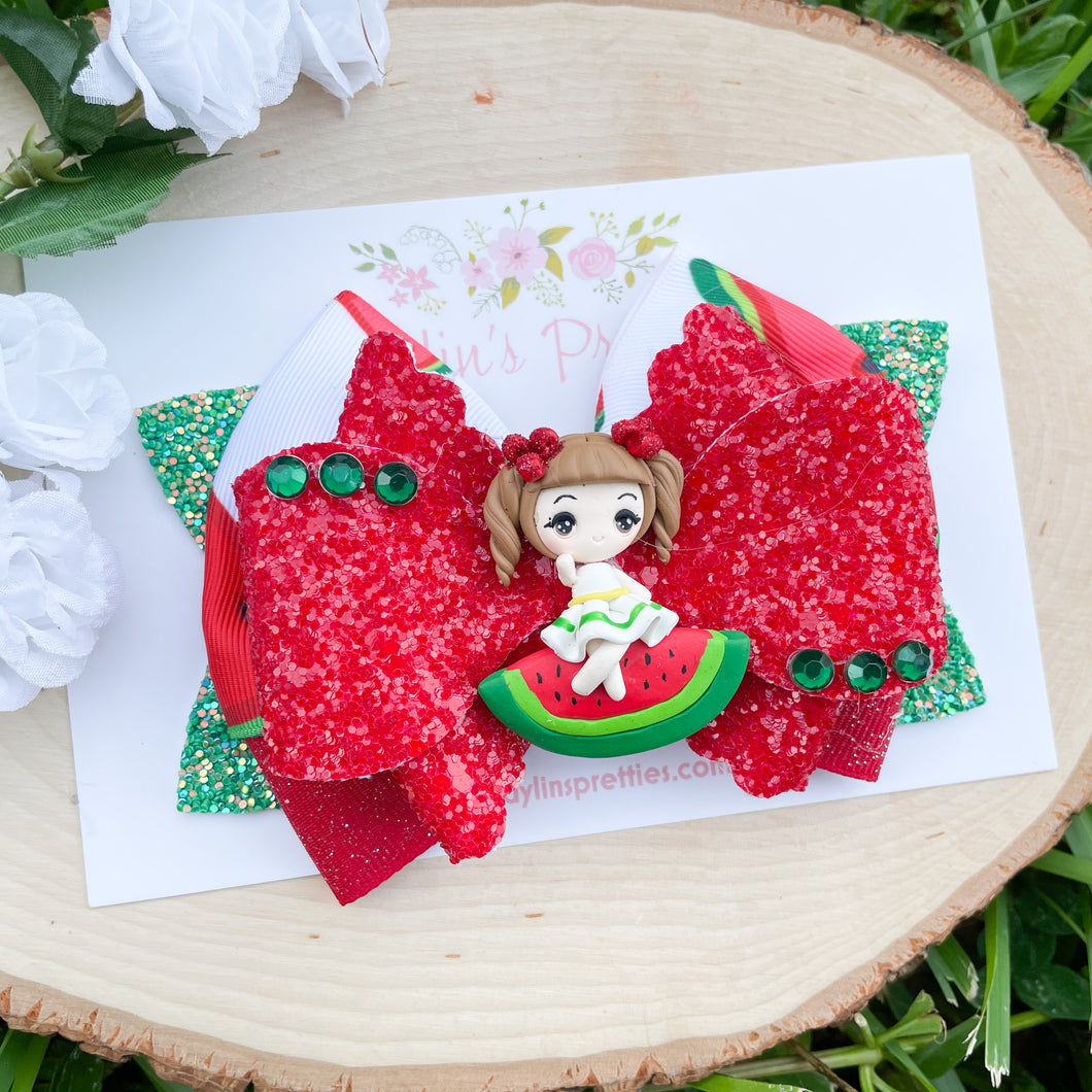 Watermleon Girl Ribbon Bow