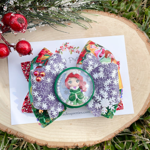 Mermaid Snow Globe Princess Ribbon Bow