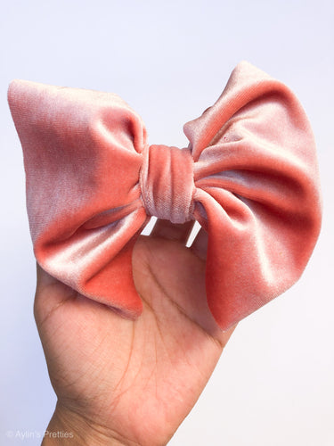 Velvet Peach Big Bow